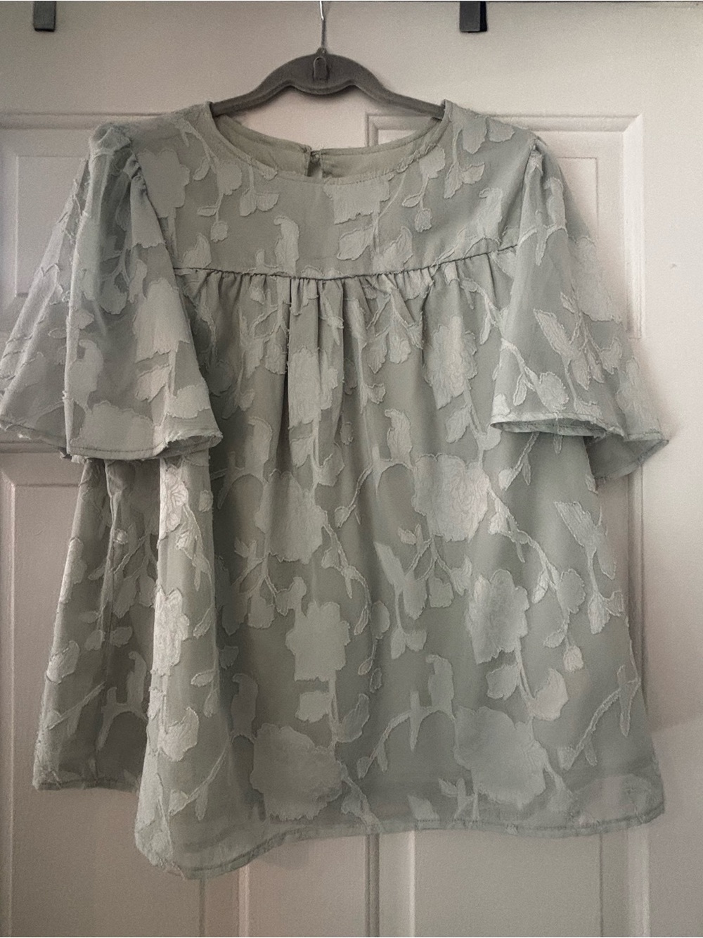 Light Mint Floral Textured Babydoll Top